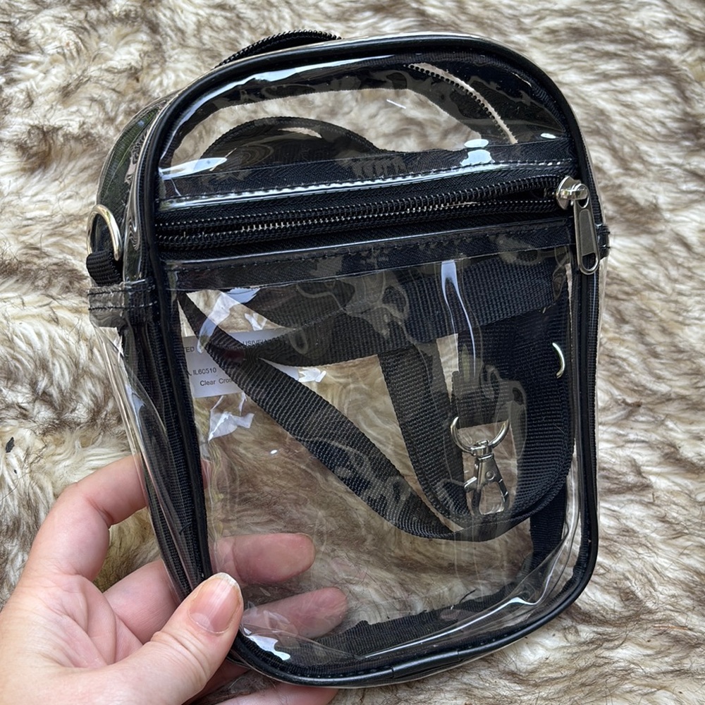 Unbranded Clear Black Trim and Straps Crossbody Bag Mini Backpack Women’s Bags